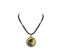 AurCa Pendentif artisanal - Signe astrologique du Taureau - Acrylique doré/noir & dos en bois de noyer - Gravure laser - Bijou zodiacal mixte - Fabrication française - Cordon offert - Ø30 mm