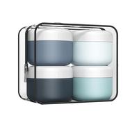 Aurdox Lot de 4 pots de voyage pour articles de toilette, pots à crème en silicone avec spatules et sac transparent, approuvés par la TSA, essentiels étanches pour cosmétiques 40 ml