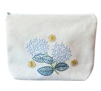 Aureate Kit de trousse de maquillage avec ruban brodé, pochette de rangement, Mini fleurs, 9”×6.7”×2”, Broderie