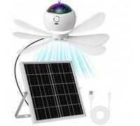 Aurelema 1 ensemble de ventilateur de plafond rechargeable à énergie solaire avec lumière, petit ventilateur de camping portable USB à suspendre avec projection d'étoiles, panneau solaire 10 W, 3