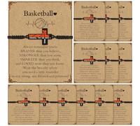 Aurelema Lot de 12 bracelets réglables à breloques en forme de croix pour volley-ball, football, softball, baseball, basket-ball, cadeaux d'équipe avec cartes inspirantes pour adolescents et joueurs