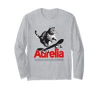AURELIA - Joli nom de fille avec un chat & un skateboard Manche Longue