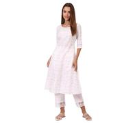 Aurelia Kurta blanche brodée en pur coton pour femme, Blanc., M