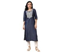 Aurelia Kurta Kurta pour femme, bleu, fil teint, denim, bleu, M
