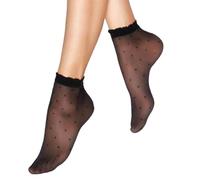 Aurellie Chaussettes d'été noires à motif transparent 20 deniers, Pois, Taille unique