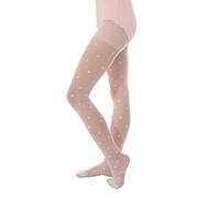 Aurellie Collants Transparents pour Filles Blanc avec Motifs pour Communion, Cérémonie Spéciale, Demoiselle d'honneur, Pois, 6-7 ans