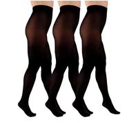 Aurellie Lot de 3 collants opaques noirs pour femme 60 deniers, Noir , XXL