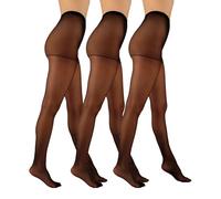 Aurellie Lot de 3 paires de collants transparents mats classiques 20 deniers, Noir , 3XL