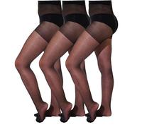 Aurellie Lot de 3 paires de collants unis transparents pour uniforme scolaire, ballet et danse 20 deniers, Noir - 20 deniers, 13-14 ans