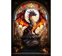 Auremi 5D Diamond Painting Dragon-DIY Broderie Diamant Painting Complet, Animaux Diamant Peinture Strass Point de Croix Painting pour Adultes Débutants,Murale Décor 30x40 cm