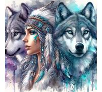Auremi 5D Diamond Painting Loup-DIY Broderie Diamant Painting Complet, Animaux Diamant Peinture Strass Point de Croix Painting pour Adultes Débutants,Murale Décor 30x30 cm