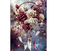 Auremi 5D DIY Kits de Peinture Diamant Attrape-rêves-Complète Fleur Diamond Painting pour Adulte Débutants, Amoureux Art du Diamant, Décoration Murale Maison Peinture au Diamant Avec 30x40 cm
