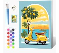 Auremi Citronnier Peinture par numéros avec cadre inclus 20x30-Paysage Peinture par numéros DIY pour adulte-Tableau à peindre prêt à accrocher-Idéal déco murale maison et détente artistique