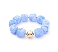 Aurethys Bracelet élastique en acrylique avec perles dorées pour femme - Motif marbre - Style bohème vintage - Pour le quotidien, les vacances, les fêtes