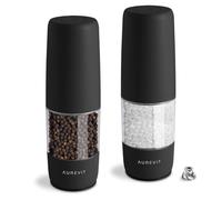Aurevit Moulin Sel et Poivre Électrique Rechargeable USB-C, Moulin à Poivre Automatique avec Mécanisme Céramique et Acier Inoxydable, Réglage de Mouture, Lumière LED (Lot de 2, Black)