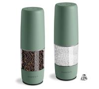 Aurevit Moulin Sel et Poivre Électrique Rechargeable USB-C, Moulin à Poivre Automatique avec Mécanisme Céramique et Acier Inoxydable, Réglage de Mouture, Lumière LED (Lot de 2, Sage)