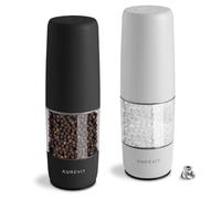 Aurevit Moulin Sel et Poivre Électrique Rechargeable USB-C, Moulin à Poivre Automatique avec Mécanisme Céramique et Acier Inoxydable, Réglage de Mouture, Lumière LED (Lot de 2, Black&White)
