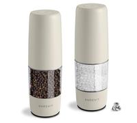 Aurevit Moulin Sel et Poivre Électrique Rechargeable USB-C, Moulin à Poivre Automatique avec Mécanisme Céramique et Acier Inoxydable, Réglage de Mouture, Lumière LED (Lot de 2, Buttercream)