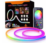 Aurevita Bande LED Néon RGB-IC, Ruban LED Bluetooth 5V pour Mur, Bande Lumineuse Extérieure, Contrôle via Application, Synchronisation Musicale, Idéal pour Décoration de Salle de Jeux (10m RGBIC)