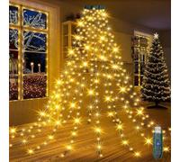 Aurevita Guirlande Lumineuse LED de 2 m pour Sapin de Noël avec 300 LED et 8 Anneaux, Lumière Chaude, USB 5V/2A, pour Intérieur et Extérieur, Convient aux Arbres de 150 cm / 180 cm / 210 cm / 240 cm