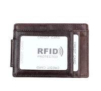 AurexaFashion Portefeuille fin minimaliste en cuir de vache véritable avec pince à billets magnétique pour homme, blocage RFID, poche avant, porte-carte d'identité, #04 Café, Mini 4.33" x 3.15" x 0.5