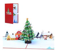 Aurgiarme 1 lot de cartes de vœux décoratives en forme de sapin de Noël, cartes de bénédiction pop-up avec enveloppe pour écrire des messages de remerciement, carte d'anniversaire