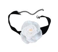 [Aurgiarme] Chaîne de couleur douce et pendentif rose à la mode collier ras du cou élégant dentelle grande fleur cou accessoires