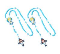 [Aurgiarme] Lot de 2 colliers chapelet catholique pour enfants avec pendentif en forme de croix en acrylique et perles en acrylique, Free Size