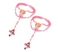 [Aurgiarme] Lot de 2 colliers chapelet catholique pour enfants avec pendentif en forme de croix en acrylique et perles en acrylique, Free Size