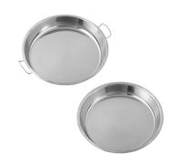 Aurgiarme Lot de 2 plateaux ronds en acier inoxydable pour cuisson à la vapeur - Fait à la main - Outil de préparation des aliments - Moules à gâteaux ronds