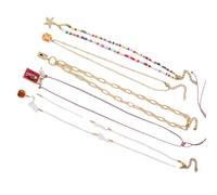 [Aurgiarme] Lot de 5 colliers inspirés de l'océan irréguliers avec chaîne de perles et pierres précieuses côtières Décoration de festival Accessoires de bijoux