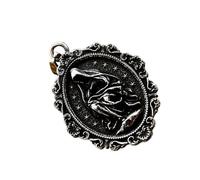 [Aurgiarme] Médaillon religieux ovale Jésus Collier en acier inoxydable massif Accessoire de mode pour une solidité personnelle fidèle