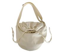 Aurgiarme Sac à bandoulière avec cordon de serrage - Simple et tendance - Polyvalent - En nylon - Grande capacité, beige