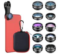 Auricase 2 en 1 Objectif Telephone Portable, Kit Objectif pour iphone, 12,5 x Objectif Macro Smartphone, Grand Angle 0,45x, Objectif Smartphone pour la Plupart des Smartphones (Noir-10in1)