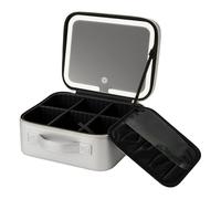 Auricrest Travel Makeup Bag - Auricrest Beauty Reformation Travel Makeup Bag with Adjustable Dividers with LED Mirror (Silver)