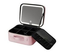 Auricrest Travel Makeup Bag - Auricrest Beauty Reformation Travel Makeup Bag with Adjustable Dividers with LED Mirror (Rose Gold)