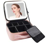 Auricrest Travel Makeup Bag, Auricrest Makeup Case with LED Lighted Make up Case with Mirror 3 Color Setting Cosmetic Makeup Box Organizer, Waterproof Portable Vanity Station (G)