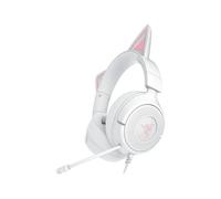 Auriculares Gaming Razer Kraken Kitty V3 X con cable y orejas de gatito micrófono cardioide blancos