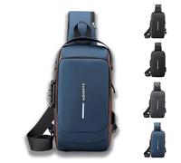 Auricz Sling Bag, New Carbon Fiber Streamline Anti-Theft Sling Bag, Waterproof Cross Chest Bag For Men (Blue Gold)