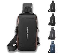 Auricz Sling Bag, New Carbon Fiber Streamline Anti-Theft Sling Bag, Waterproof Cross Chest Bag For Men (Black Gold)