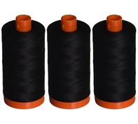 Aurifil A1050-2692 Mako Fil de coton uni 50 WT Noir, Pack Of 3