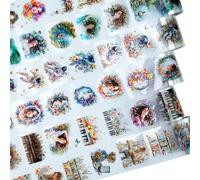 AuriicLeaf Dreamy Floral Lot de 6 rouleaux de ruban adhésif vintage pré-découpé en PET avec clip pour journal, scrapbooking, loisirs créatifs et planificateurs