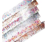 AuriicLeaf Light Surround Lot de 6 rouleaux de ruban adhésif holographique en PET pour journal intime, scrapbooking, travaux manuels, projets de bricolage, agendas et fournitures artistiques