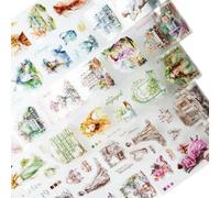 AuriicLeaf Lot de 6 rouleaux de ruban adhésif en PET de style victorien - Éphémères prédécoupés pour journal, scrapbooking, travaux manuels, projets de bricolage, agendas et fournitures artistiques