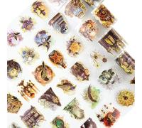 AuriicLeaf Lot de 6 rouleaux de ruban adhésif holographique gothique en PET pré-découpés pour scrapbooking, journal intime, loisirs créatifs et fournitures artistiques