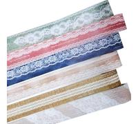 AuriicLeaf Lot de 6 rouleaux de ruban adhésif Washi en papier japonais avec 1 clip, tissu en dentelle pour scrapbooking, journal, fournitures d'artisanat, 4 x 200,7 cm
