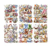 AuriicLeaf Twilight Garden PET Lot de 120 autocollants rétro botaniques et animaux, imperméables pour scrapbooking, journal, travaux manuels et décoration à faire soi-même