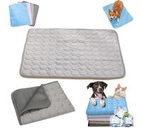 Auriiktch Dog Cooling Mat (4X More Effective), Instant Ice Silk Pet Cooling Mat for Dogs Cats, Washable Summer Foldable Portable Pet Blanket for Kennels, Crates and Beds (Grey, S)
