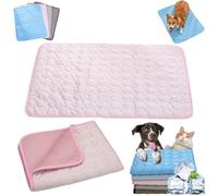Auriiktch Dog Cooling Mat (4X More Effective), Instant Ice Silk Pet Cooling Mat for Dogs Cats, Washable Summer Foldable Portable Pet Blanket for Kennels, Crates and Beds (Pink, XS)