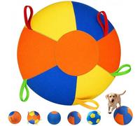 Auriiktch Herding Ball for Dogs, Inflatable Giant Ball with Handles, Polyester, Colorful, for Border Collies, Outdoor Exercise, S/M/XXS (Floral S)